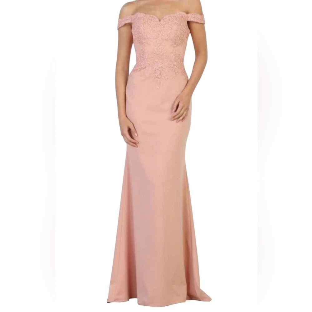 May Queen Off Shoulder Long Prom Gown Maxi Dress Size 10. K-6